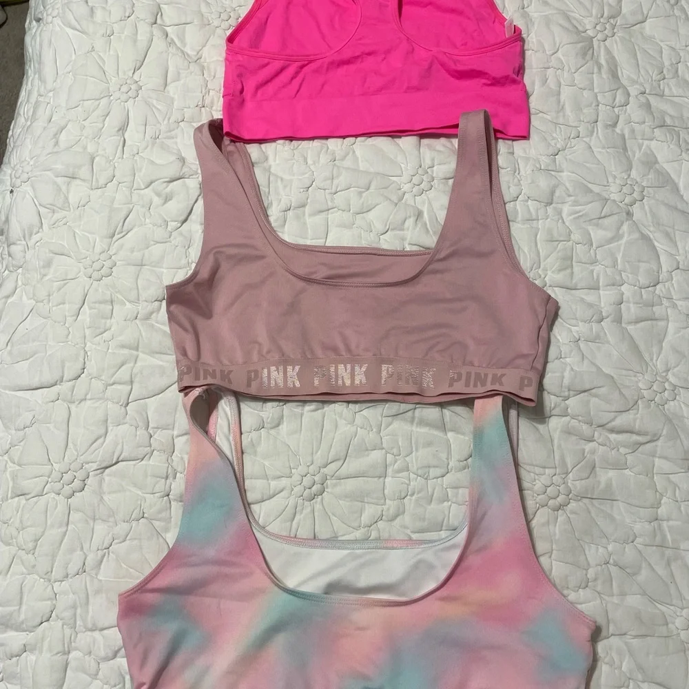 Victoria's Secret Pink and Multicolor Sports Bra Set - Picture 2 of 6